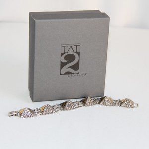 Tat2 Silver, Gold, Pewter Crystal Pyramid Bracelet
